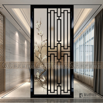 Chinese art glass partition living room screen porch entrance decoration transparent frosted process modern simple lattice