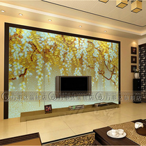 Fine art glass modern simple wind screen partition sliding door deep carving tempered process stacked Green Gold