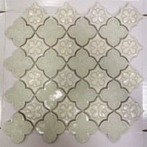 Simple light luxury Light green parquet Ice crack crystal mosaic tile floor background wall entrance bathroom Kitchen window sill