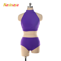 Fono professional custom air yoga pole dance costume figure skating suit performance competition women adult purple