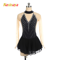Forno custom children's adult figure skate black deep V-neck girls adult performance competition examination skirt