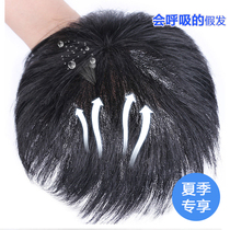 Wig male biological skin top hair replacement film biological scalp short hair full hand woven full real hair bald replacement light thin