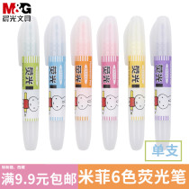 Morning Light MF-5301 Highlighter Miffy Fragrant Highlighter Miffy Fluorescent Color Highlighter Single Mark Key Pen Color Pen Pink Orange Blue Green Purple Yellow