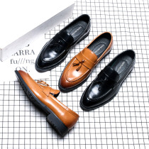 Chao brand leather shoes breathable English style Korean version of Joker tassel bright face loafers pointed business casual formal men's shoes