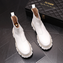 Tide brand side zipper Martin boots mens trend casual fashion youth desert boots British thick-soled high middle boots