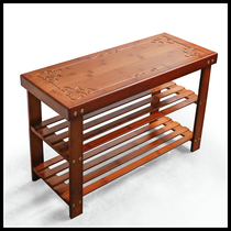Nanzhu shoe stool Simple multi-layer shoe stool Solid wood shoe rack shoe cabinet economical new household door can sit people