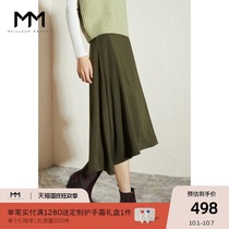 MM Mack 2021 Autumn New High waist A- line dress olive green Slim retro irregular skirt 5CA142101