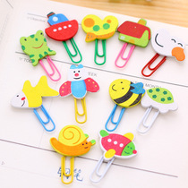 Creative primary school prizes cartoon wooden paper clip painted cute clip bookmarks paper clip kindergarten gift