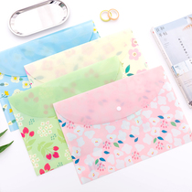 Cute file bag Korean cartoon plastic A4 test paper folder fresh floral transparent file student data set