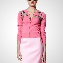 2021 autumn new womens long sleeve fashion pink sweater womens short tide thin slim knitted cardigan coat