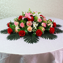 Hotel Table Flower Simulation Flowers Large Round Table Swing Flower Banquet Decoration Table Flower Table Flower Round Turntable Flowers Large Flower Arrangement