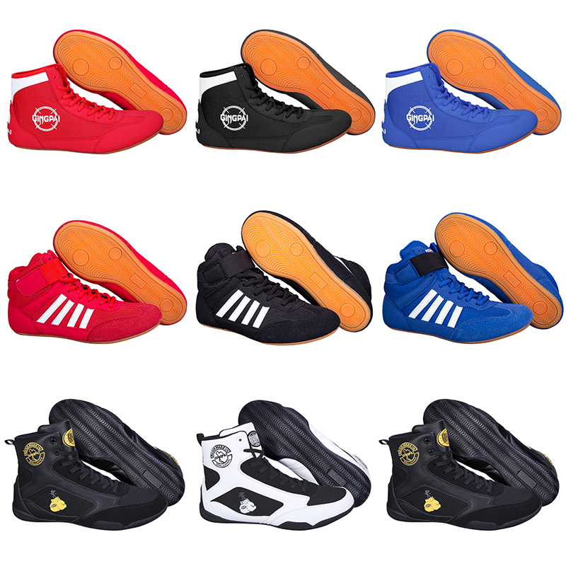 男の子と女の子用のハイトップボクシングシューズ、サンダ格闘トレーニングシューズ、大人用レスリングシューズ、フィットネス重量挙げ格闘技シューズ