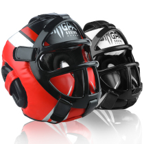 Jingpai fully enclosed boxing helmet mask head protector adult fight Sanda Muay Thai head cover male training thickened
