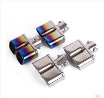 Car one out of two tail throat general exhaust pipe 304 stainless steel exhaust cover one to two baked blue tail throat exhaust pipe