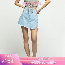 6IXTY8IGHT 68 new asymmetrical denim culottes womens summer shorts mid-waist A-line skirt thin PN08464
