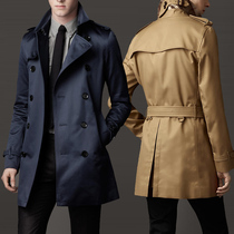 2021 New windbreaker coat Spring and Autumn long thin British youth slim double-breasted Korean mens