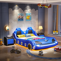 Childrens bed Boy 1 5m creative car bed cartoon 12 m with guardrail racing bed single bed sports car leather bed