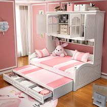 Childrens bed Girl princess bed Boy single bed Wardrobe bed one-piece small apartment multi-function space-saving bed with cabinet