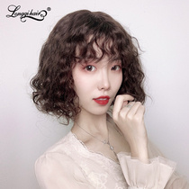 Wig female short hair wool roll temperament fluffy air bangs big waves medium and long curly hair full headgear real hair