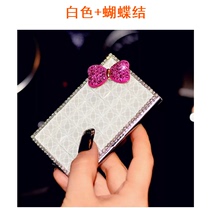 Womens business card holder box ultra-thin new personality creative mens and womens diamond-set metal leather Korean simple fashion new products