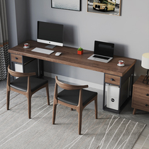 Solid Wood computer desk modern bedroom desk home loft study desk long table log office table and chair combination