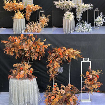 New floral wedding road introduction set flower row wedding wedding road wedding stage decoration row flower props simulation floral art