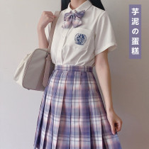 JK uniform summer girl suit set of primary and secondary school students college style childrens JK genuine pleated plaid skirt full set