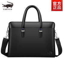 Crocodile briefcase mens leather cowhide business leisure Hand bag business trip Mens Large capacity shoulder satchel