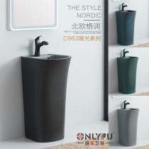 New matte matte frosted one column basin outdoor balcony wash basin personalized ceramic black water basin wash table