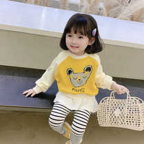 Black Rock female baby Autumn New Net red Foreign Air girl two-piece set Spring and Autumn small children cute cartoon sweater