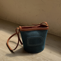  LOSEA denim bag canvas bucket bag female summer small bag 2021 new bag female bag shoulder messenger bag