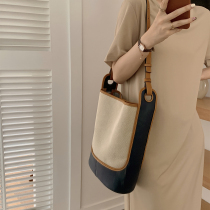 LOSEA contrast canvas bucket bag female summer large capacity bag 2021 new female bag shoulder bag messenger bag