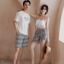 New couple swimsuit split three-piece Joker Pisha small breasts gather sexy beach resort swimsuit couples