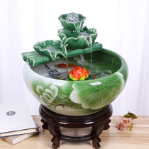 Jingdezhen ceramic fish tank living room desktop creative flowing water goldfish bowl fountain household small fish basin ornaments