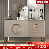 Light luxury dining side cabinet modern simple entrance door hall cabinet living room Italian storage cabinet stainless steel porch cabinet