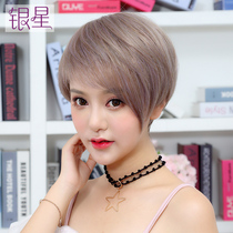 Wig short hair female handsome short curly bobo head neutral Korean oblique bangs natural fluffy face repair temperament net red