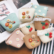 Summer childrens small bags new 2020 nets red grass choreography Princess cute foreign girl Slanted Satchel Fashion