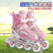 Wheels Skating Shoes Children Girl Children Skating all-shiny Roller Skates Skate Skates Beginners Adjustable Straight Line Protective Gear