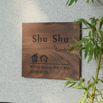 Solid wood house plate wooden house lettering creative QR code listing number plate Nordic shop signboard customization