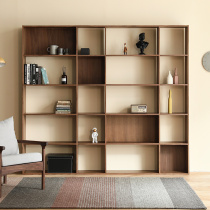 Nordic all solid wood black walnut veneer multi-layer bookshelf simple Japanese shelf floor bookshelf study storage