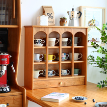 Mountain mansion Japanese cup holder solid wood lattice rack Cup display grid Nordic Dorabao storage hand-held shelf