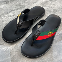  Tide brand 2021 new summer flip-flops trend leather non-slip mens casual beach clip foot slippers