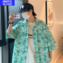 Zdyeing Shirt Man Short Sleeve Summer Tide Card Trends Ins Big Code Loose Casual Half Sleeve Shirt Male Hip Hop Blouse