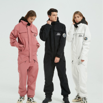 ACTIVERSION Waterproof warm couples one-piece ski suit snowwear double boarder suit men and women