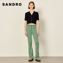 sandro2022 spring summer new womens dress French style elegant rosby V collar mid-sleeve knit cardiovershirt SFPPU01444