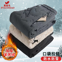 Rich and bird winter lamb suede sports pants plus suede thickened warm cotton pants casual integrated suede pants middle-aged dad