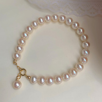 Limited extreme light 4-7mm nearly round natural freshwater pearl bracelet customized 14K gold bath can be worn