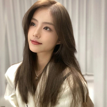 Medium wig Female long hair Long straight hair Net red Medium long hair Natural face repair horoscopes without bangs Korean full head cover type