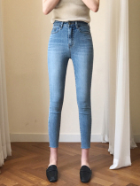 Light blue jeans womens 2021 summer thin stretch high waist thin feet tight pencil nine-point pants