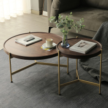 Japanese walnut round coffee table light luxury modern simple short a few creative small living room Net red combination round a few